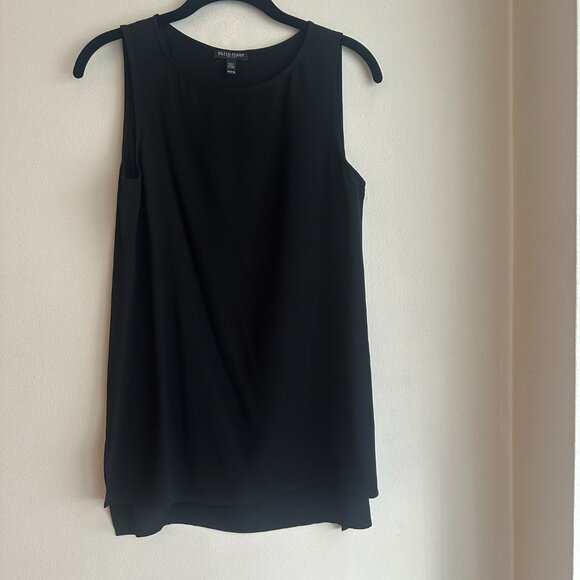 Eileen Fisher black 100% silk  sleeveless top. Well maintained. Size PP. - Picture 2 of 8